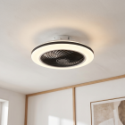 Ventilador de teto moderno preto, Hale, 40W, LED 3000K, com controle remoto.