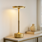 Candeeiro de mesa recarregável dourado moderno, Arvind, 3W, LED ajustável de branco quente a branco frio, com interruptor