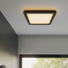 Candeeiro de teto para casa de banho preto de plástico, Shivani, 8W, LED 3000K, IP44