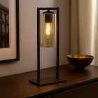 Candeeiro de mesa preto industrial, Tonia, com interruptor