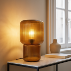 Candeeiro de mesa castanho design, Chelsea, com interruptor