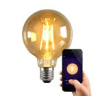 Lâmpada LED inteligente E27 Olucia George, âmbar, G95, 5W, dimerizável a quente
