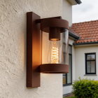 Candeeiro de parede exterior com sensor crepuscular cor de ferrugem moderno, Musa, IP44