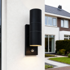 Candeeiro de parede exterior com sensor de movimento preto moderno, Pedro, IP44