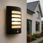 Candeeiro de parede exterior com sensor de movimento preto moderno, Manuel, IP44