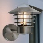 Candeeiro de parede exterior com sensor crepuscular prateado de aço inoxidável, Felice, IP44