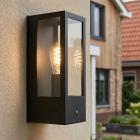 Candeeiro de parede exterior com sensor crepuscular preto moderno, Senne, IP44