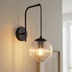 Aplique de parede âmbar retrô, Rifka, com interruptor