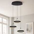 Candeeiro suspenso preto design, Lava, 56W, LED 3000K