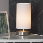 Candeeiro de mesa branco de tecido, Merinde, com interruptor