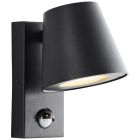 Candeeiro de parede exterior com sensor de movimento preto de metal, Wies, IP44