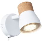 Aplique de parede de cortiça branco, Charlotte, com interruptor