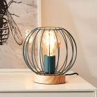 Candeeiro de mesa azul industrial, Donato, com interruptor
