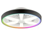 Ventoinha de teto preta de plástico, Roos, 48W, LED RGBW, com comando à distância