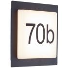 Número de casa iluminado preto de alumínio, Nurcan, 9W, LED 3000K, IP44