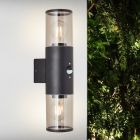Candeeiro de parede exterior com sensor de movimento preto moderno, Sherwin, IP44