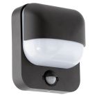 Candeeiro de parede exterior com sensor crepuscular preto de plástico, Aartie, IP44