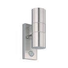Candeeiro de parede exterior com sensor de movimento prateado de aço inoxidável, Marlies, IP44