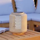 Candeeiro de mesa exterior solar castanho de madeira, Hanin, 3,3W, LED 4000K, IP44, com interruptor