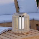 Candeeiro de mesa exterior solar castanho de madeira, Hanin, 3,3W, LED 4000K, IP44, com interruptor
