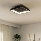 Candeeiro de teto preto de plástico, Shauni, 12W, LED ajustável de branco quente a branco frio, com comando à distância