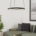 Candeeiro suspenso preto de plástico, Madhvi, 20W, LED ajustável de branco quente a branco frio, com comando à distância