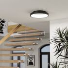 Candeeiro de teto inteligente preto de aço, Shauni, 19,6W, LED RGBW, com comando à distância