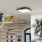 Candeeiro de teto inteligente preto de aço, Shauni, 20W, LED RGBW, com comando à distância