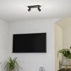 Candeeiro de teto inteligente preto de alumínio, Mayke, 3,7W, LED RGBW