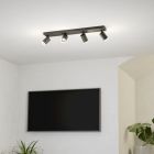 Candeeiro de teto inteligente preto de alumínio, Mayke, 3,7W, LED RGBW