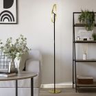 Candeeiro de pé latão de plástico, Corwin, 8,8W, LED 3000K, com dimmer tátil