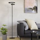 Candeeiro de pé preto de plástico, Corwin, 16W, LED ajustável de branco quente a branco frio, com dimmer tátil