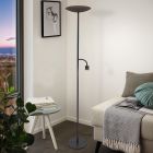 Candeeiro de pé preto de aço, Crijn, 26,5W, LED 2700K, com dimmer tátil