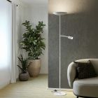 Candeeiro de pé branco de aço, Crijn, 26,5W, LED 2700K, com dimmer tátil