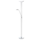 Candeeiro de leitura de pé cromo de vidro, Brava, 20W, LED 3000K, com interruptor