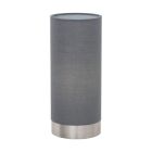 Candeeiro de mesa cinzento de tecido, Abano, com dimmer tátil