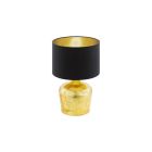 Candeeiro de mesa dourado de tecido, Elvin, com interruptor