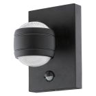 Candeeiro de parede exterior com sensor de movimento preto de plástico, Bastien, IP44