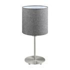 Candeeiro de mesa cinzento de tecido, Abano, com interruptor