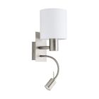 Aplique de parede branco de tecido, Abano, com interruptor