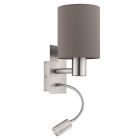 Aplique de parede antracite de tecido, Abano, com interruptor
