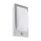 Candeeiro de parede exterior com sensor de movimento prateado de plástico, Lyam, IP44