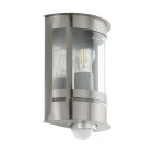 Candeeiro de parede exterior com sensor de movimento prateado de metal, Jeremy, IP44