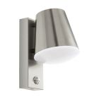 Candeeiro de parede exterior com sensor de movimento prateado de aço inoxidável, Aiden, IP44