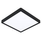 Candeeiro de teto inteligente preto de plástico, Geraldo, 19,5W, LED ajustável de branco quente a branco frio, IP44
