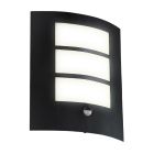 Candeeiro de parede exterior com sensor de movimento preto de aço, Elyana, IP44