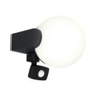 Candeeiro de parede exterior com sensor de movimento preto de alumínio, Lydia, IP44