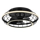 Ventilador de teto industrial preto em metal, Jorne, 30W, LED branco ajustável de quente a frio, com controle remoto.