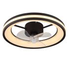 Ventilador de teto moderno preto em plástico, Klaaske, 30W, LED branco ajustável de quente a frio, com controle remoto.