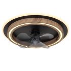 Ventilador de teto moderno marrom, em plástico laminado, 32W, LED branco ajustável de quente a frio, com controle remoto.